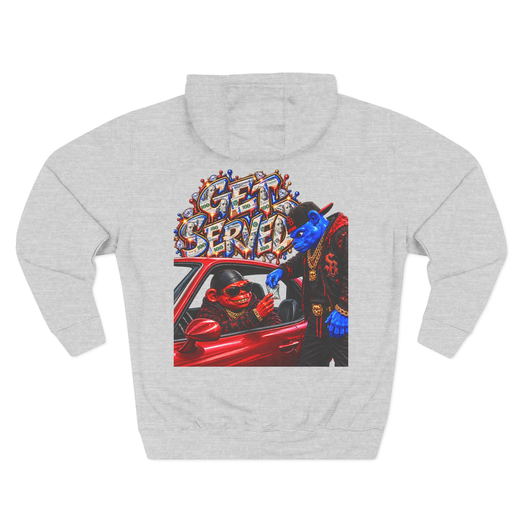 Three-Panel Fleece Hoodie-GET SERVED-SCUMMIEBEARZ™️