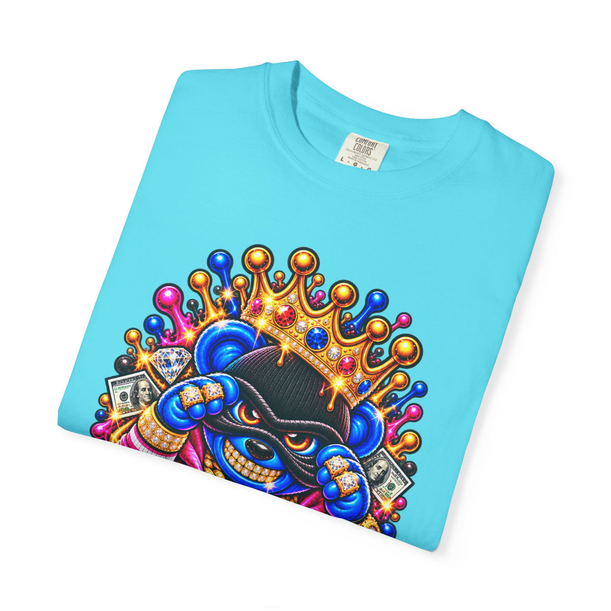 Unisex Garment-Dyed T-shirt-MULTI COLOR CROWN MASK LOGO GLOCK -SCUMMIEBEARZ™