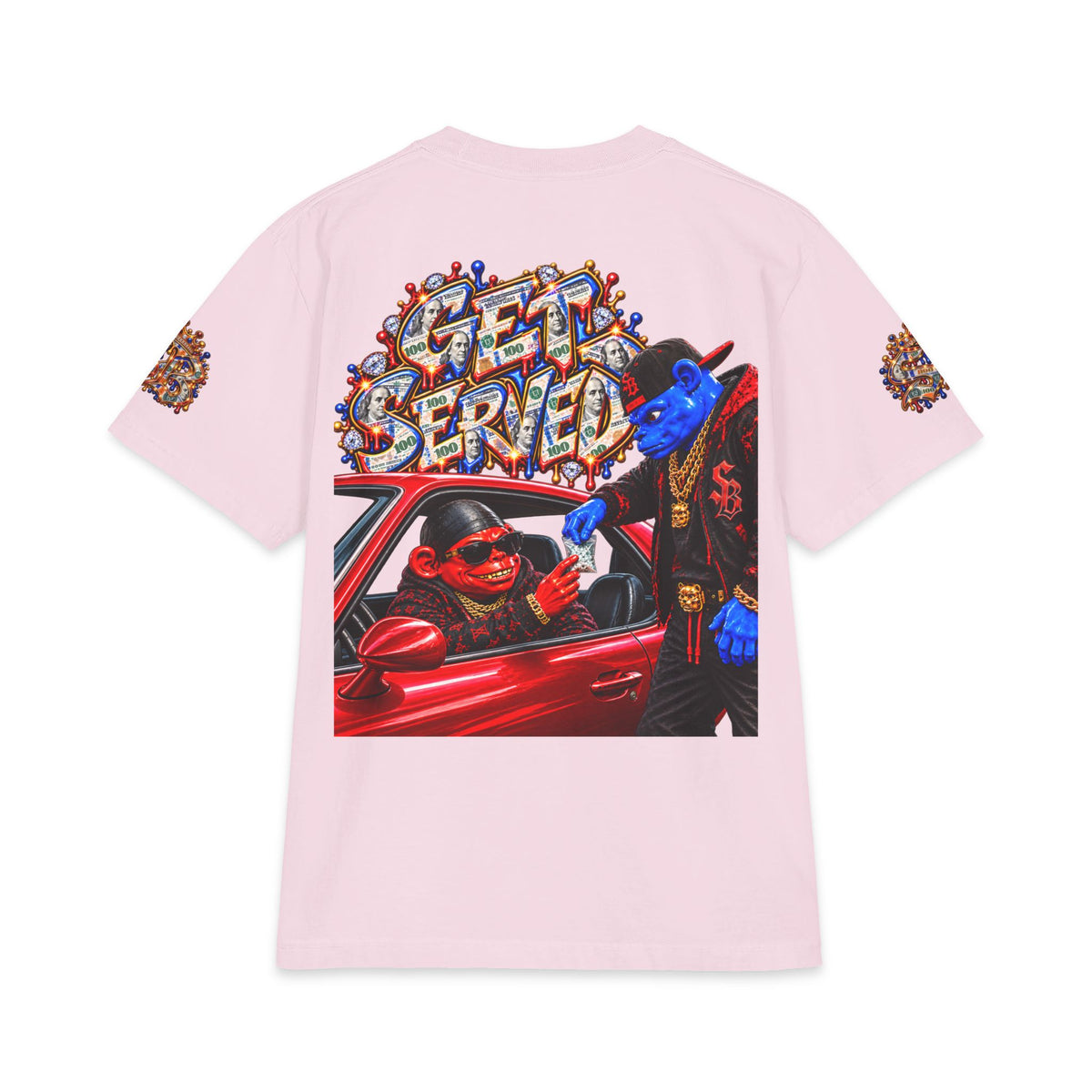 Get Served Red/Blue Remix | SCUMMIEBEARZ™ Shaka Wear Heavyweight Tee