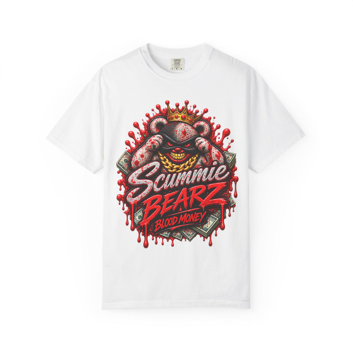 Unisex Garment-Dyed T-SHIRT-BLOOD MONEY GLOCK/MASK LOGO-SCUMMIEBEARZ™