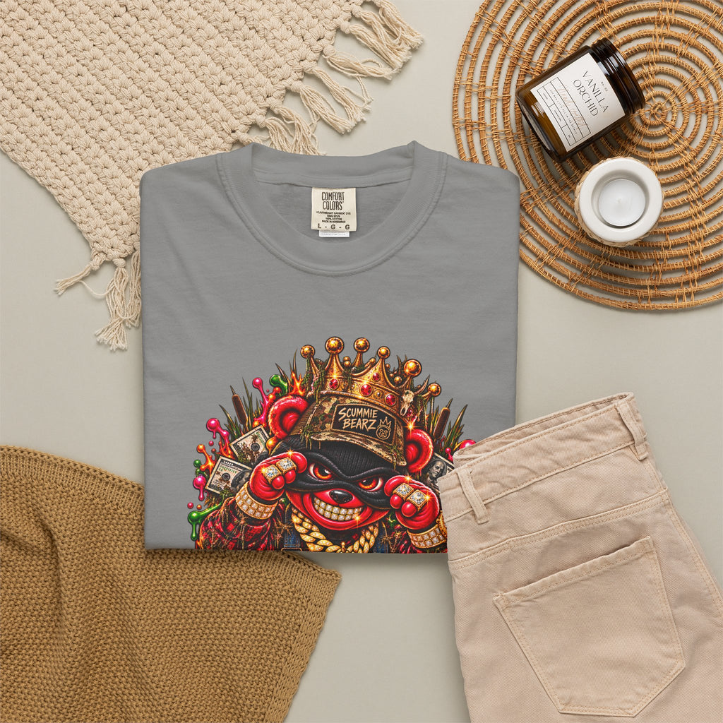 Unisex Garment-Dyed T-shirt--HILLBILLY WORLD TOUR/CROWN SB LOGO-SCUMMIEBEARZ™️