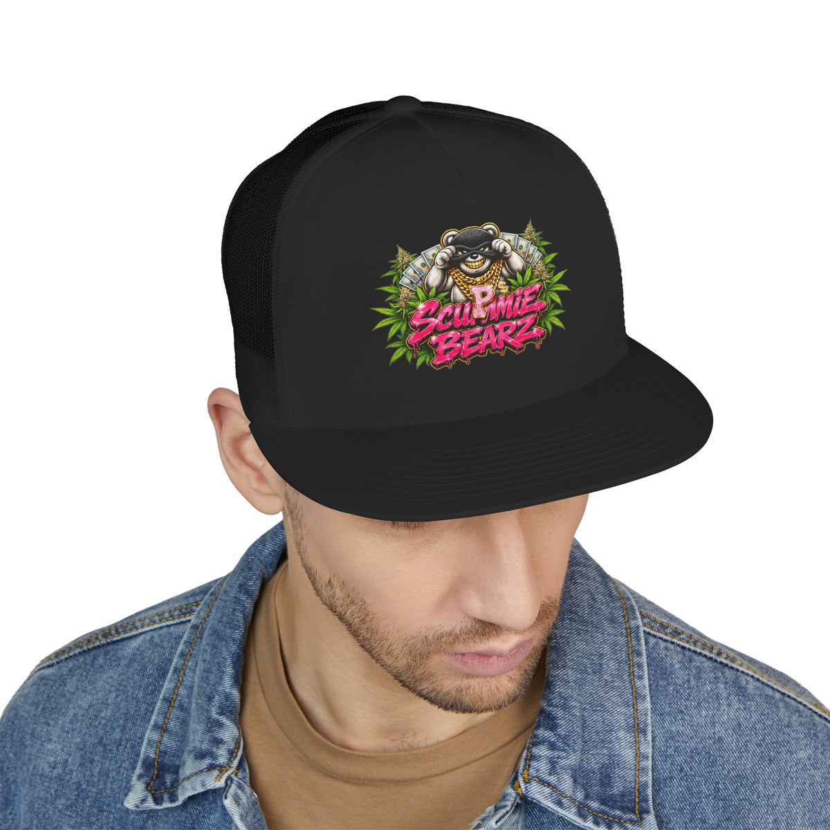 5 Panel Trucker Cap-WEED MASK LOGO-SCUMMIEBEARZ™