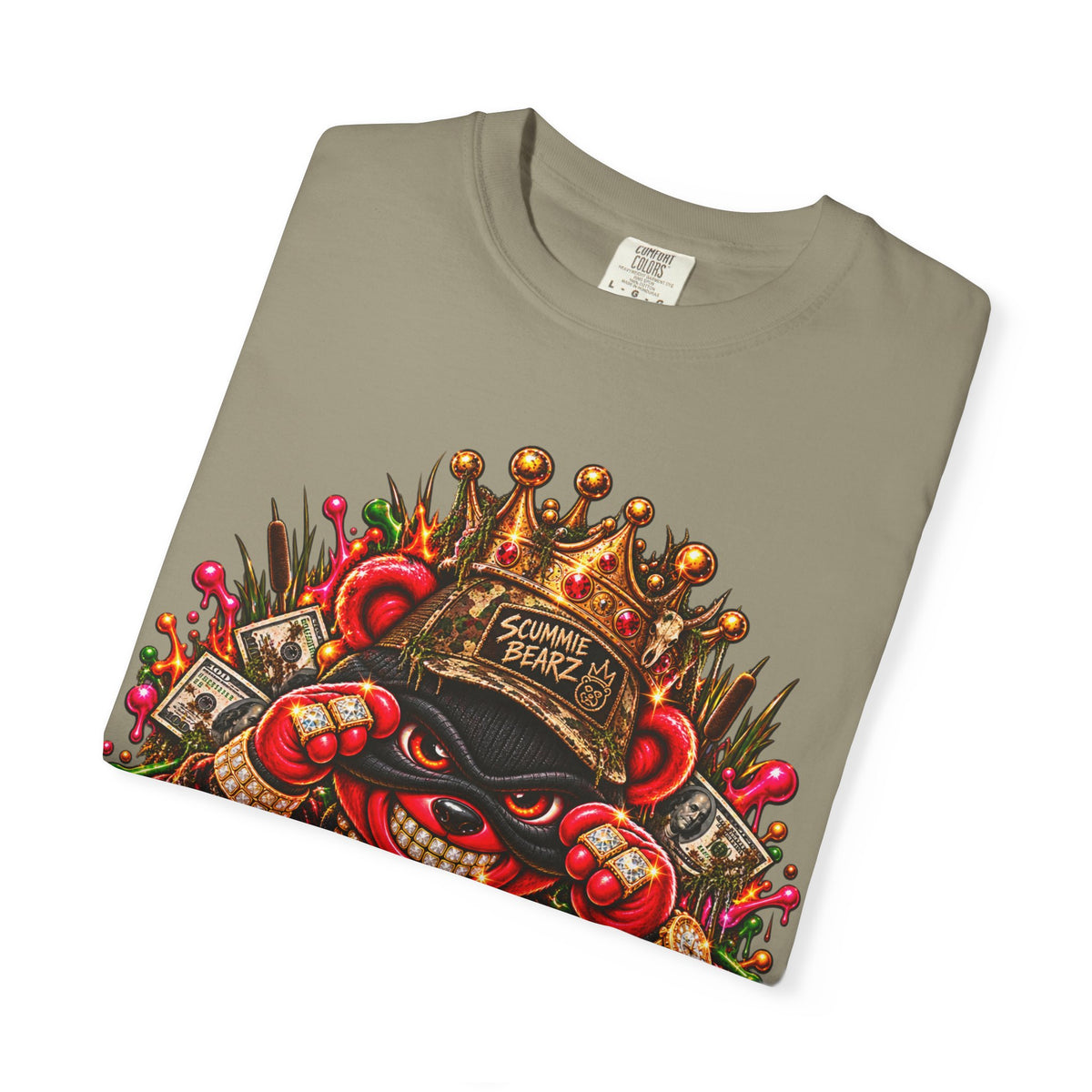 Unisex Garment-Dyed T-shirt-HILLBILLY cROWN MASK/GLOCK LOGO-SCUMMIEBEARZ™️