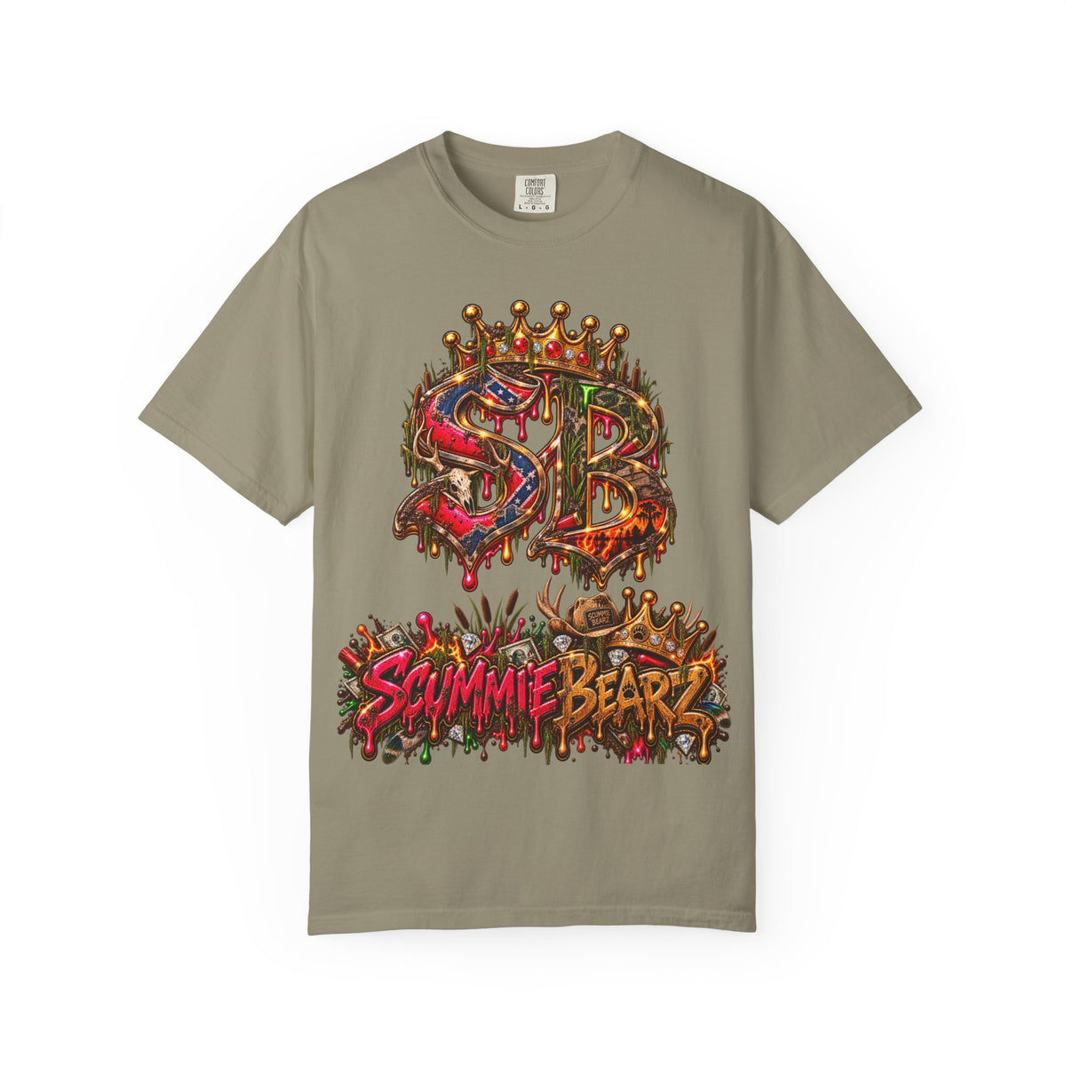 Unisex Garment-Dyed T-shirt-HILLYBILLY CROWN SB LOGO HILLBILLY -SCUMMIEBEARZ™