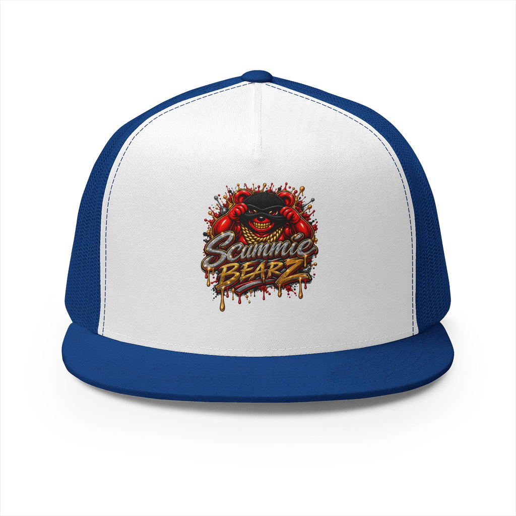 5 Panel Trucker Cap-RED/GOLD MASK LOGO-SCUMMIEBEARZ™