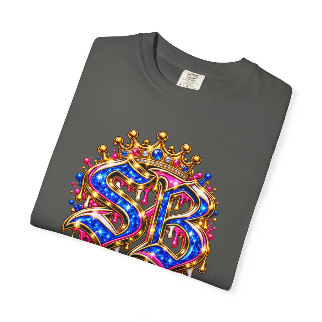 Unisex Garment-Dyed T-shirt-BLUE&PINK CROWN SB LOGO ARMED WITH FAITH-SCUMMIEBEARZ™