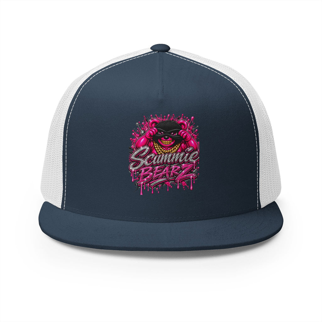 5 Panel Trucker Cap- PINK/SILVER MASK LOGO-SCUMMIEBEARZ™