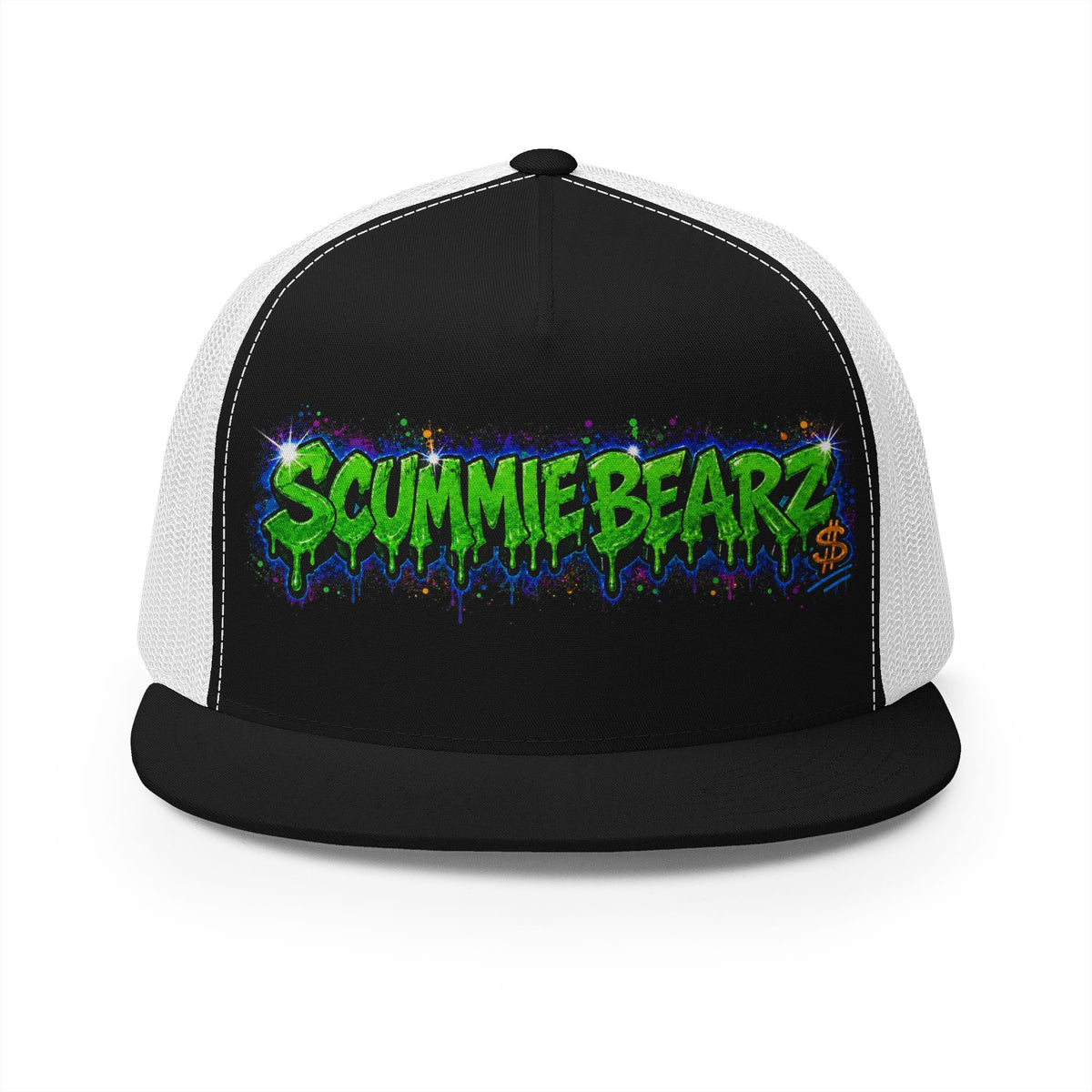 5 Panel Trucker Cap-GREEN/BLUE SCUMMIEBEARZ LOGO-SCUMMIEBEARZ™