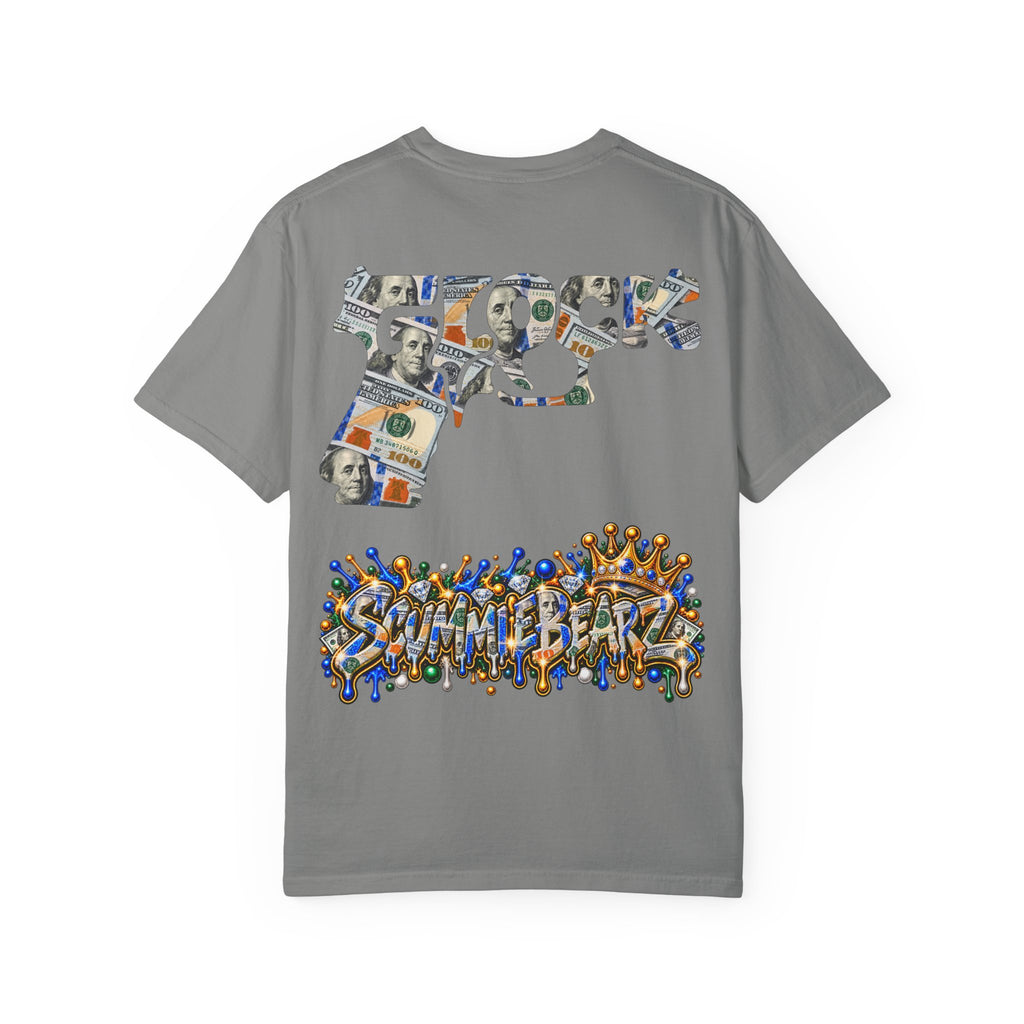 Unisex Garment-Dyed T-SHIRT-BLUE MONEY GLOCK/SB LOGO-SCUMMIEBEARZ™