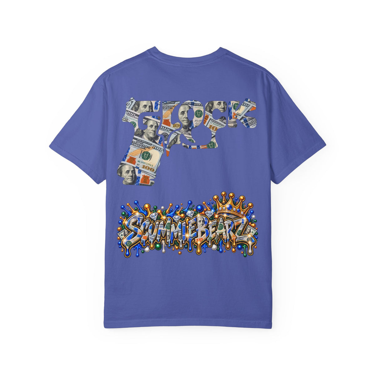 Unisex Garment-Dyed T-SHIRT-BLUE MONEY GLOCK/SB LOGO-SCUMMIEBEARZ™