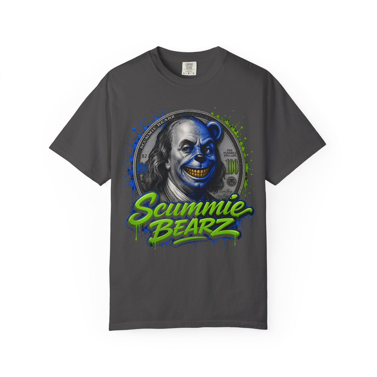 Unisex Garment-Dyed T-SHIRT- PAPER CHASER MONEY HUNGRY/SB LOGO-SCUMMIEBEARZ ™