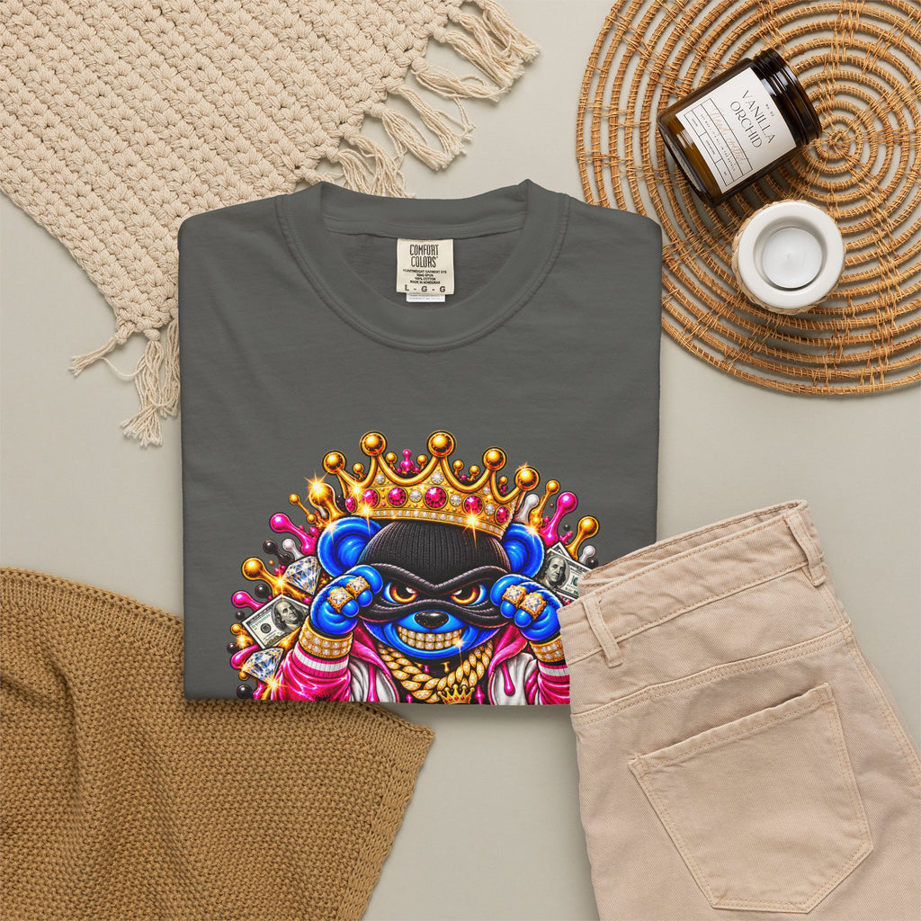 Unisex Garment-Dyed T-shirt-BLUE&PINK CROWN MASK LOGO CHOSEN BY GOD-SCUMMINGBEARZ™