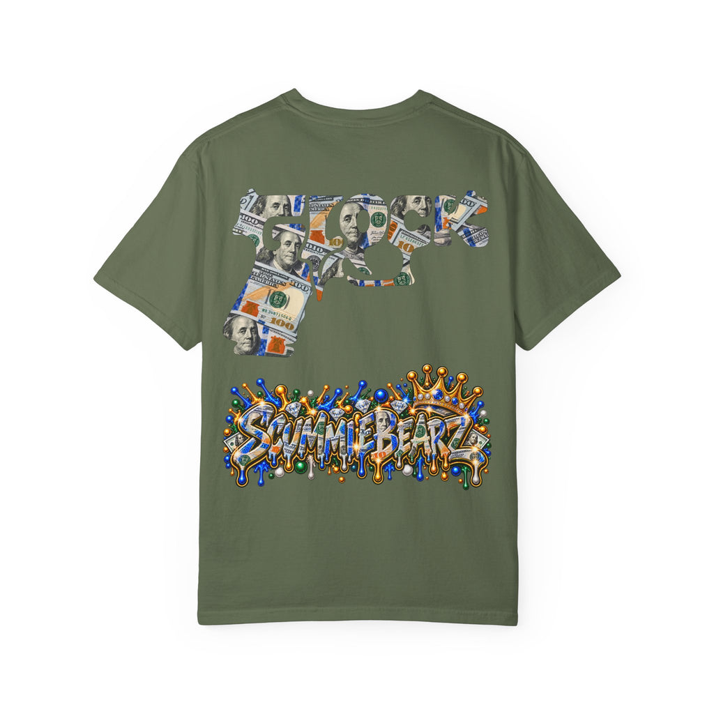 Unisex Garment-Dyed T-SHIRT-MONEY GLOCK/CROWN MASK LOGO-SCUMMIEBEARZ™