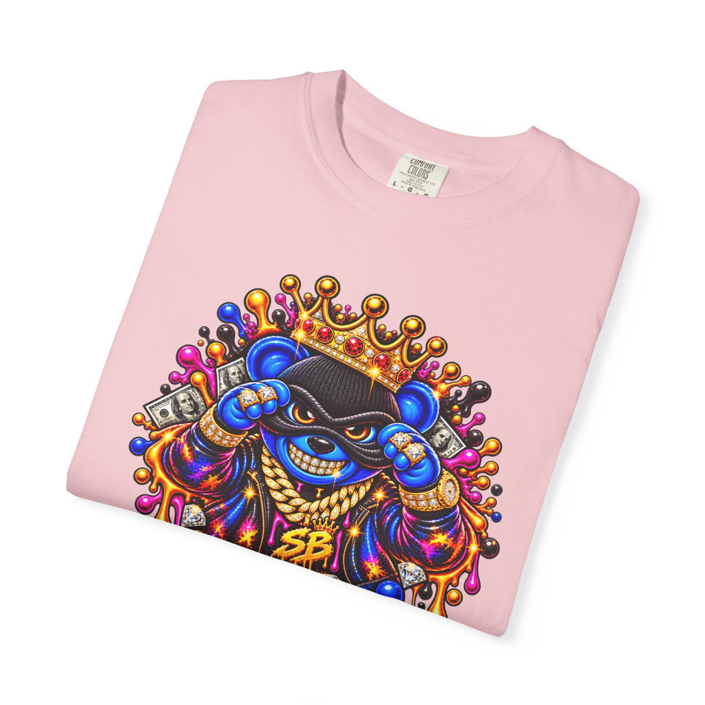 Unisex Garment-Dyed T-shirt-BLUE&PINK CROWN MASK LOGO MONEY GLOCK CROWN SB LOGO-SCUMMIEBEARZ™
