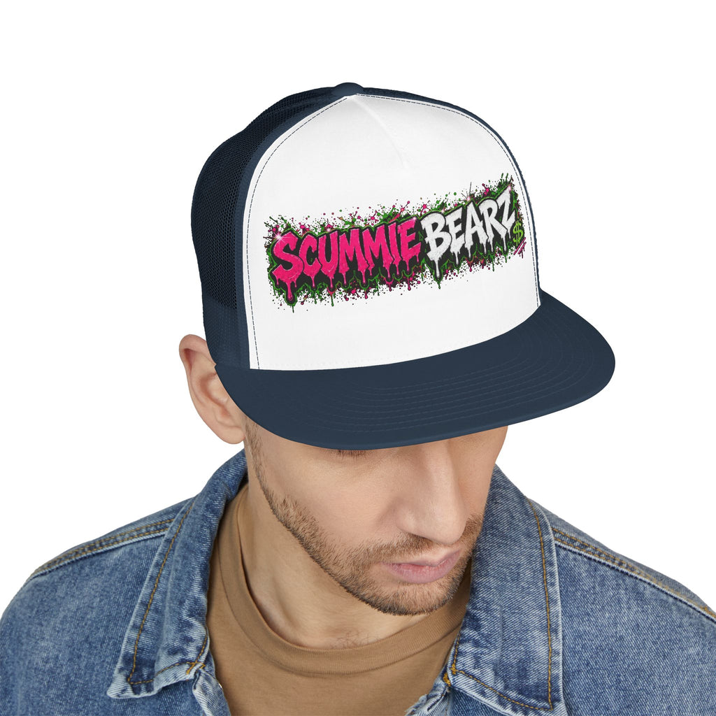 5 Panel Trucker Cap-PINK/SILVER SCUMMIEBEARZ LOGO-SCUMMIEBEARZ™