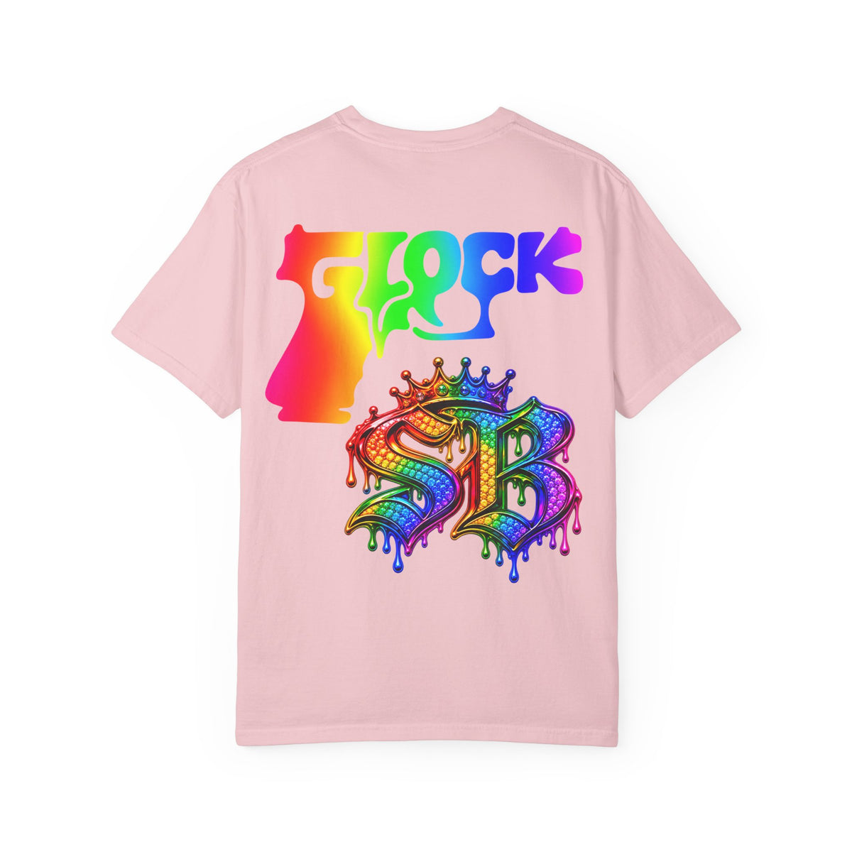 Unisex Garment-Dyed T-shirt-RAINBOW MASK LOGO GLOCK SB CROWN LOGO-SCUMMIEBEARZ™