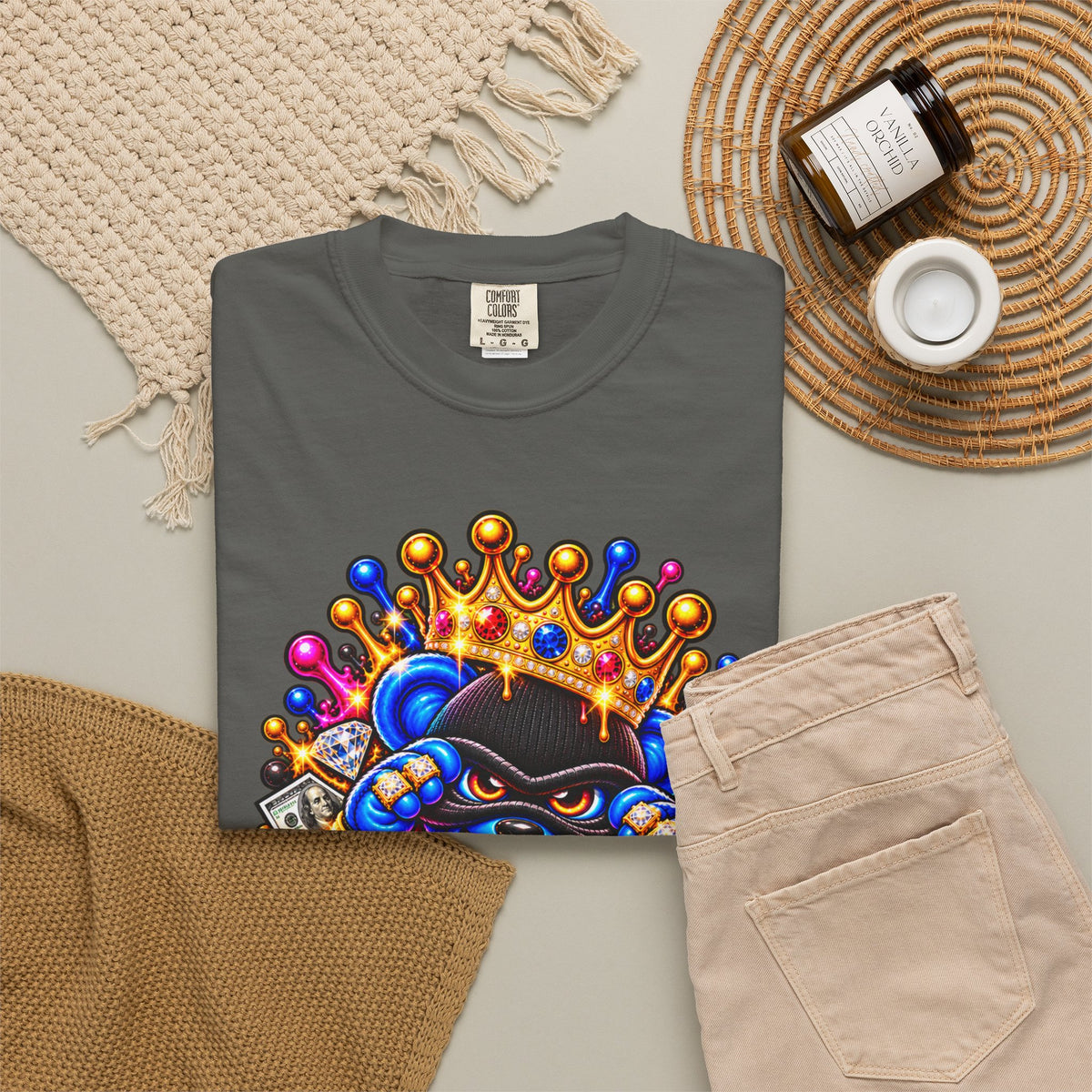 Unisex Garment-Dyed T-shirt-MULTI COLOR CROWN MASK LOGO GLOCK -SCUMMIEBEARZ™