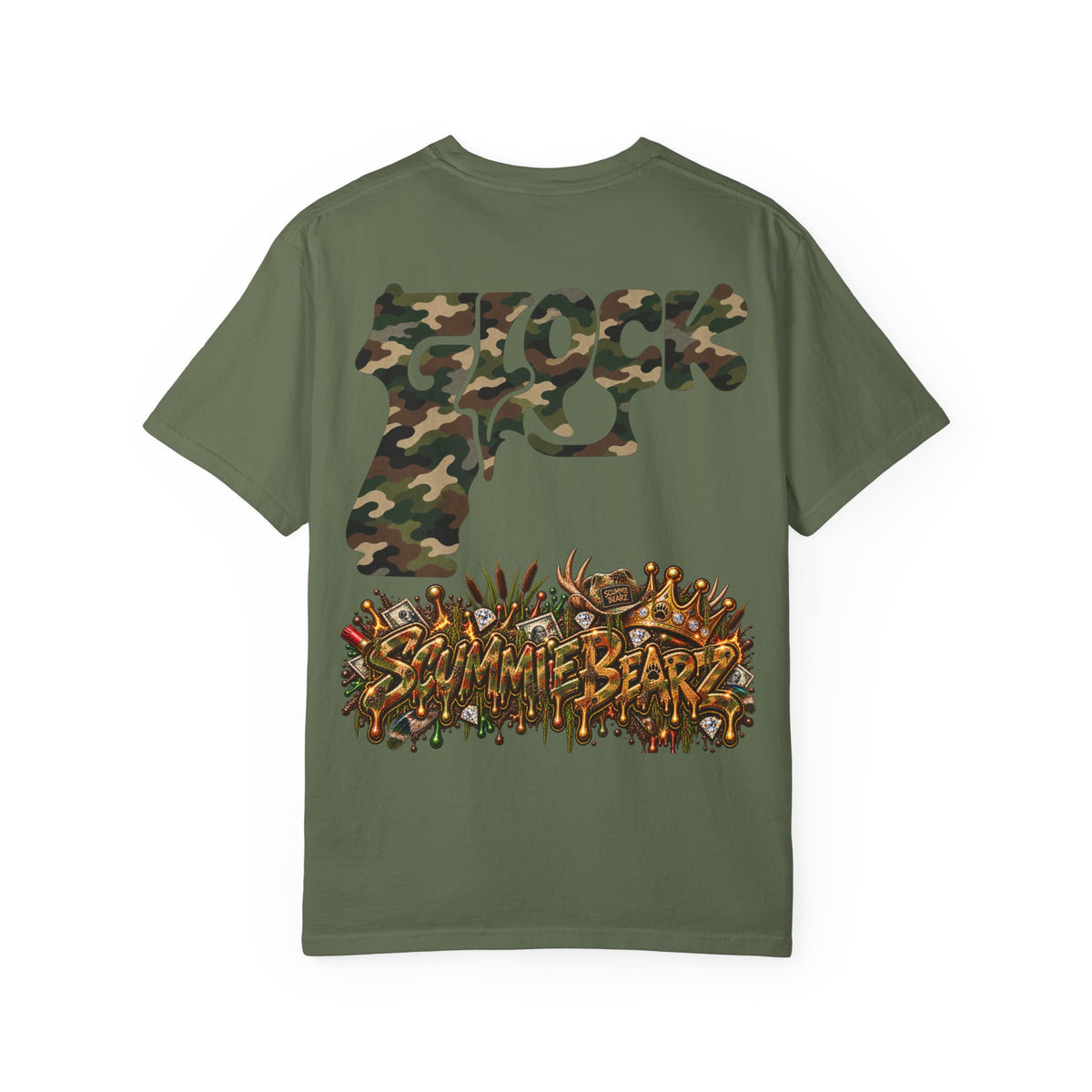 Unisex Garment-Dyed T-shirt-HILLBILLY CAMO GLOCK -SCUMMIEBEARZ™