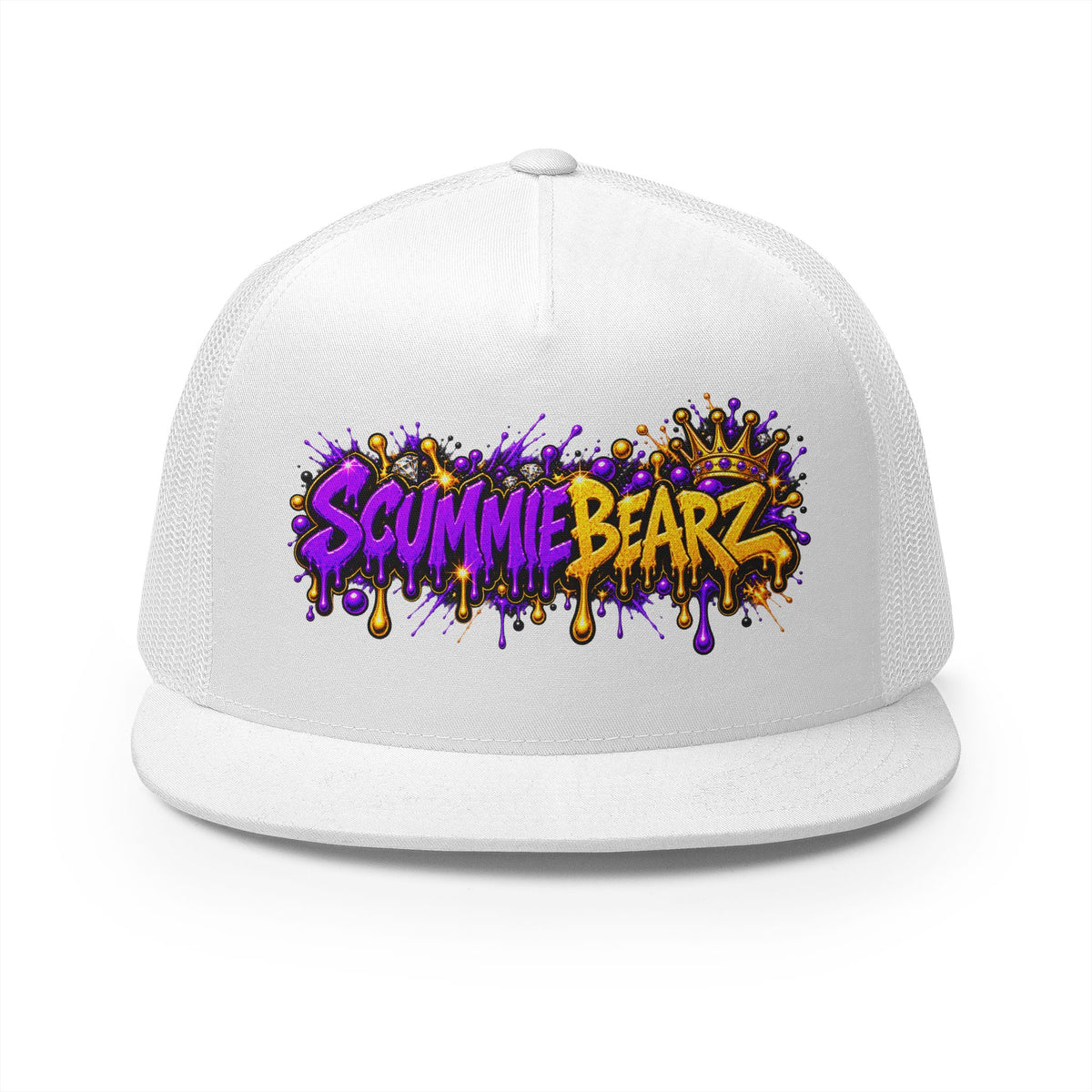 5 Panel Trucker Cap-PURPLE/GOLD SCUMMIEBEARZ LOGO-SCUMMIEBEARZ™