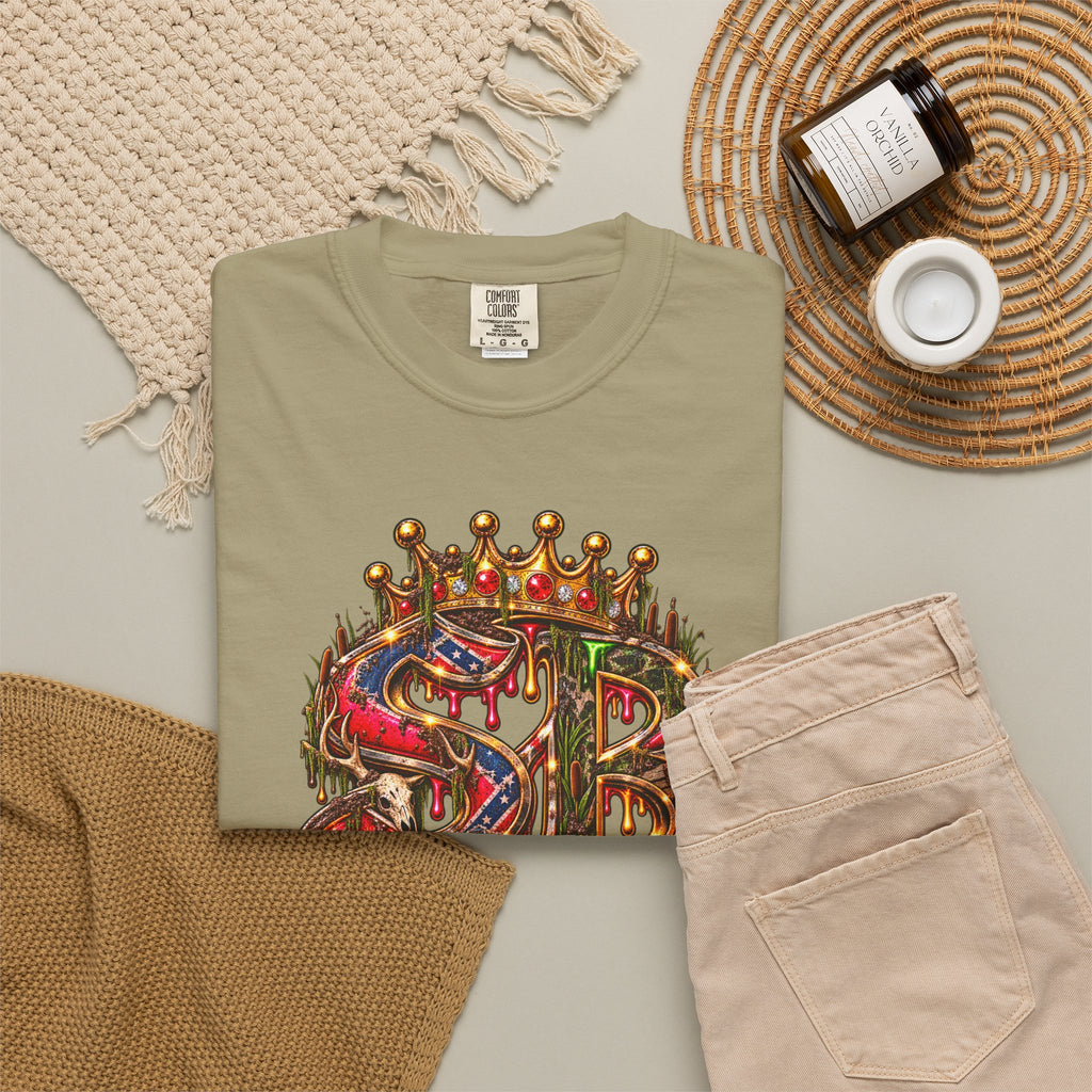 Unisex Garment-Dyed T-shirt-HILLBILLY CROWN SB LOGO HILLBILLY -SCUMMIEBEARZ™