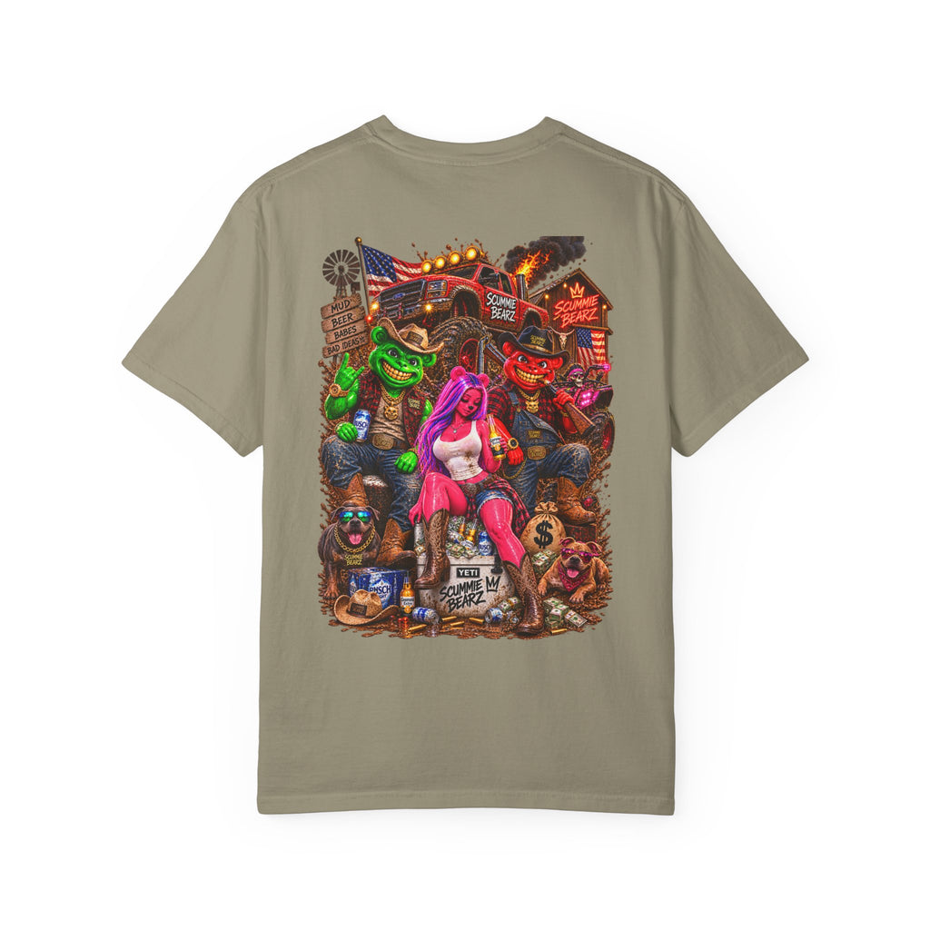Unisex Garment-Dyed T-shirt-HILLBILLY CROWN SB LOGO HILLBILLY -SCUMMIEBEARZ™