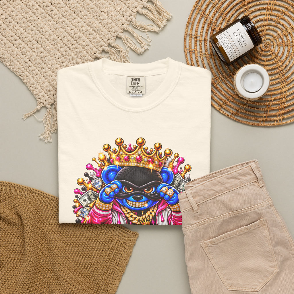 Unisex Garment-Dyed T-shirt-BLUE&PINK CROWN MASK LOGO CHOSEN BY GOD-SCUMMINGBEARZ™
