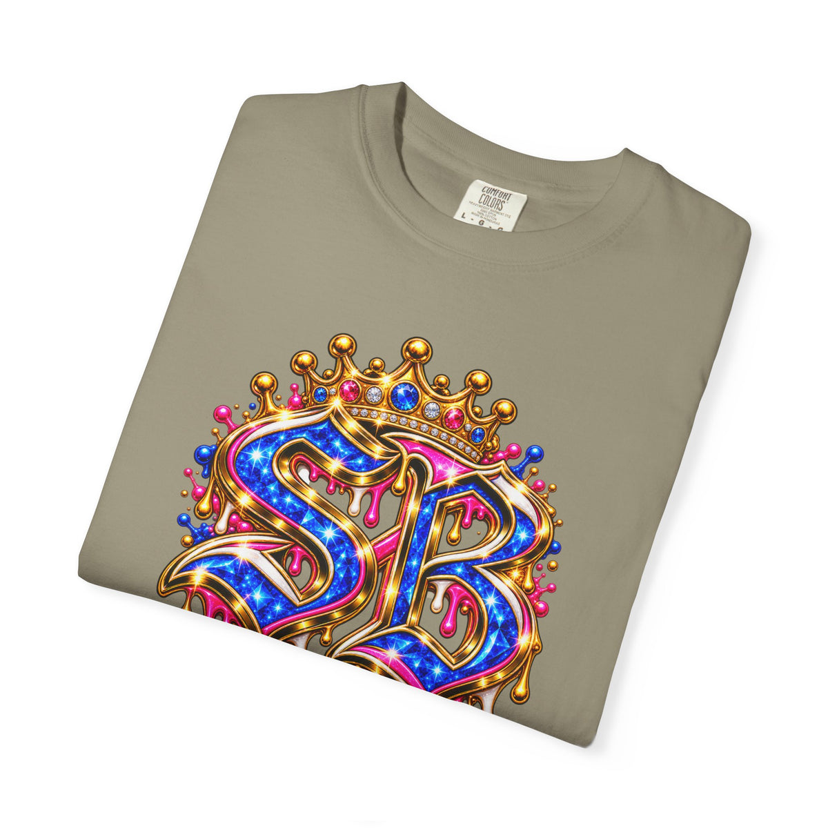 Unisex Garment-Dyed T-shirt-BLUE&PINK CROWN SB LOGO ARMED WITH FAITH-SCUMMIEBEARZ™