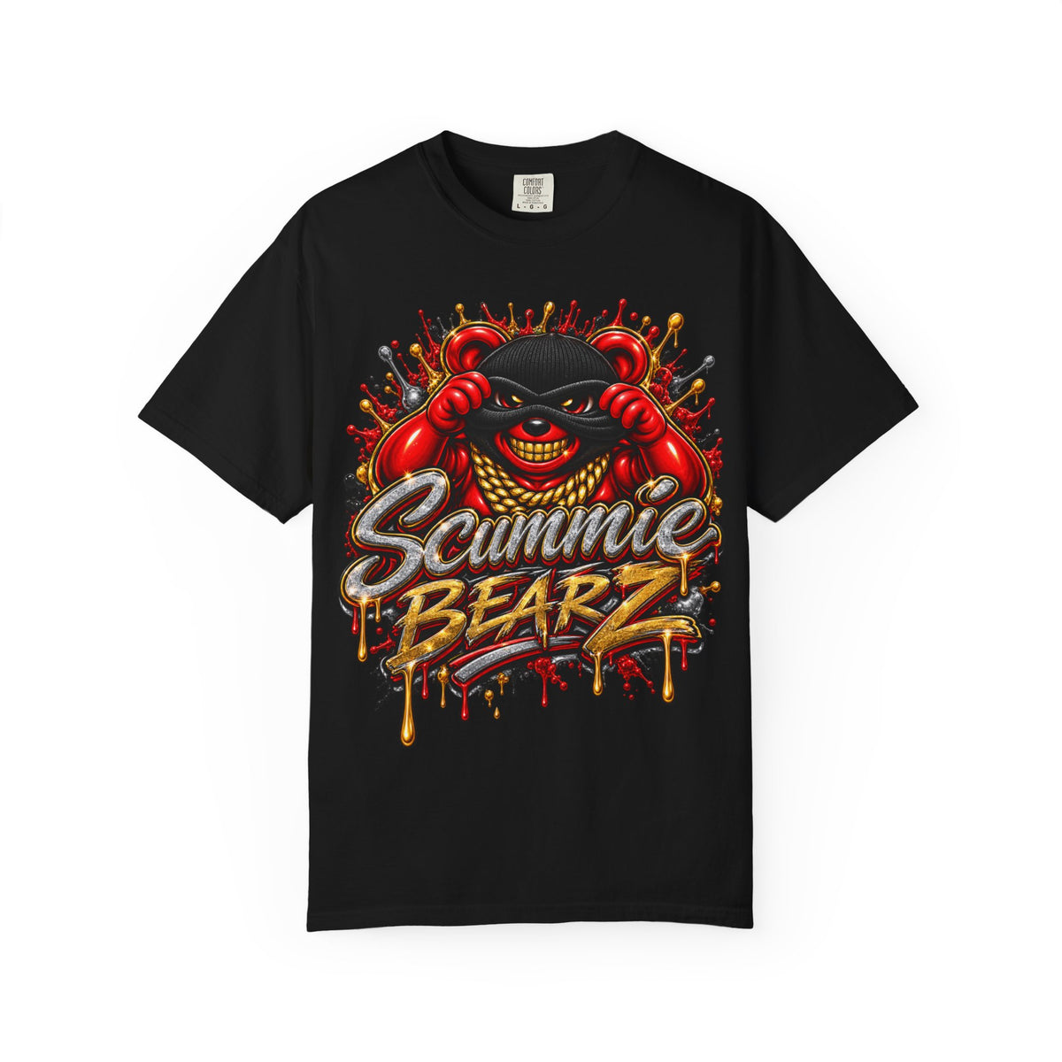 Unisex Garment-Dyed T-SHIRT- COVERED BY THE Blood/MASK LOGO-SCUMMIEBEARZ™