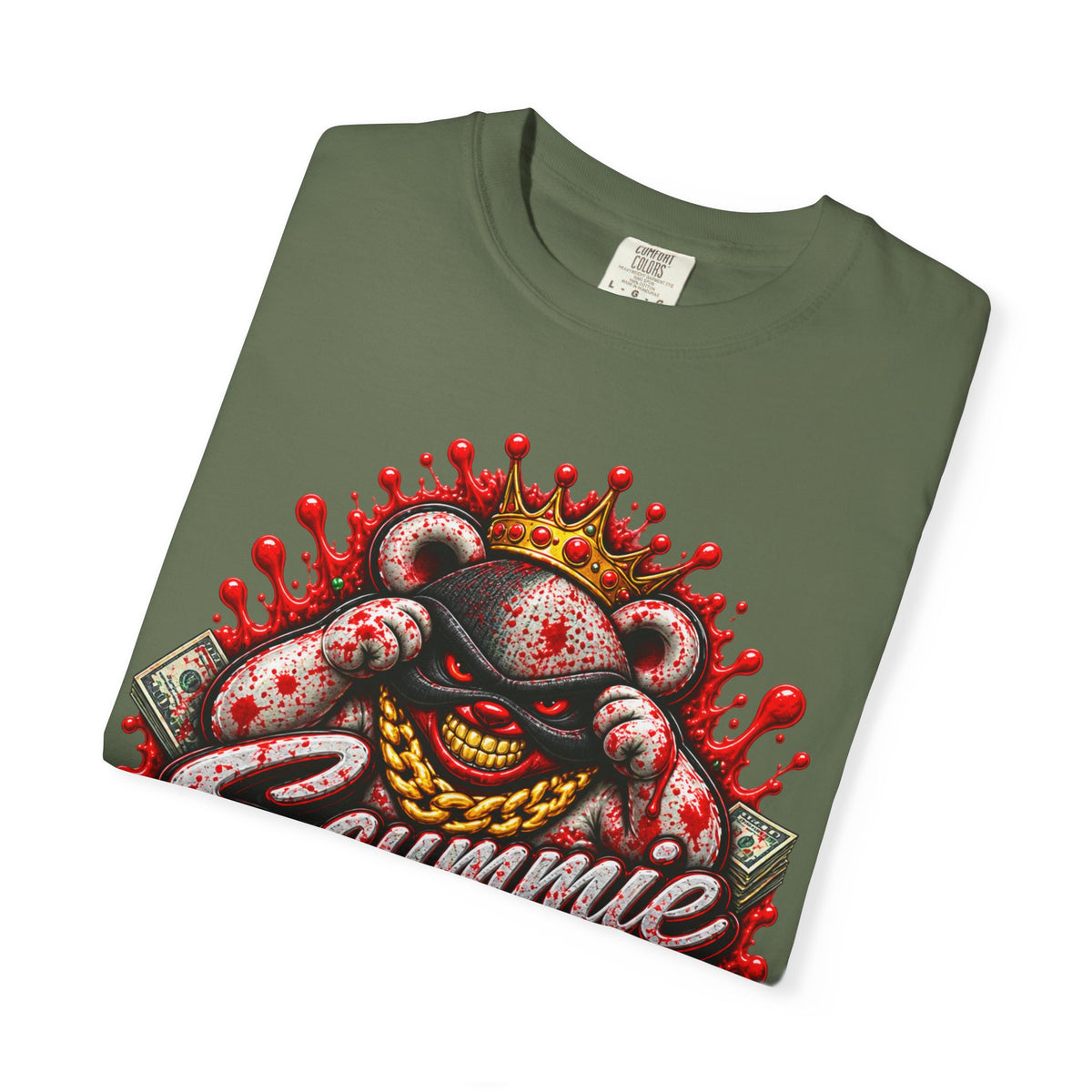 Unisex Garment-Dyed T-SHIRT-BLOOD MONEY GLOCK/MASK LOGO-SCUMMIEBEARZ™