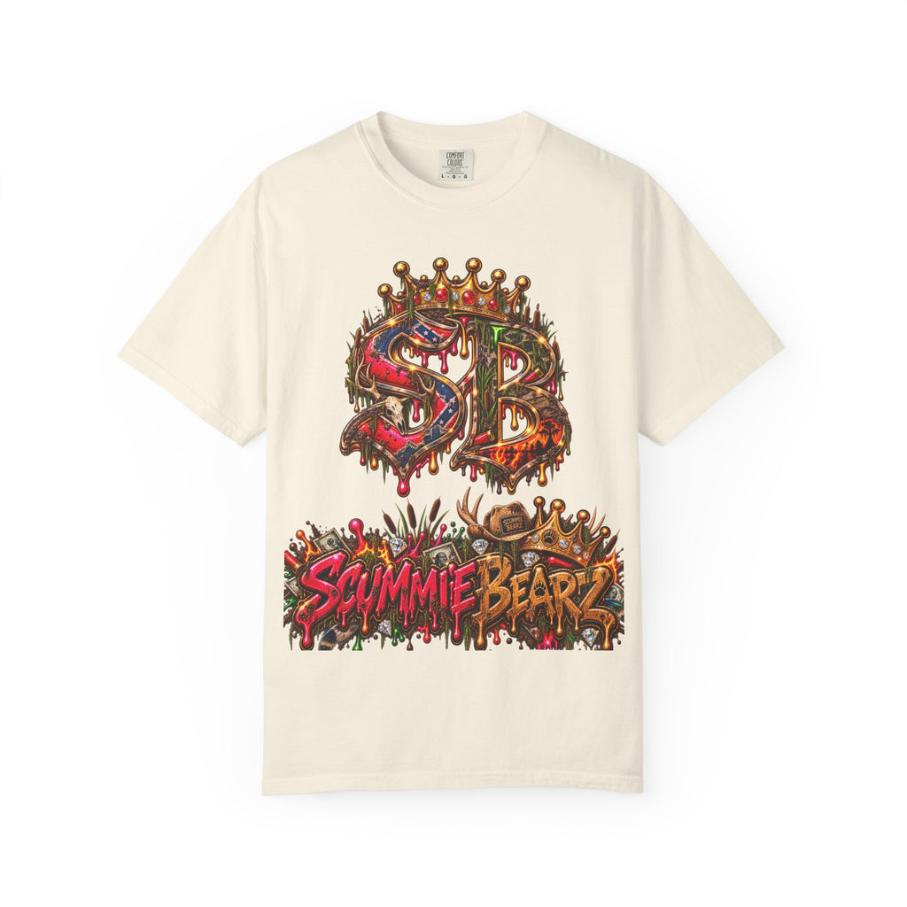 Unisex Garment-Dyed T-shirt-HILLBILLY CROWN SB LOGO HILLBILLY -SCUMMIEBEARZ™