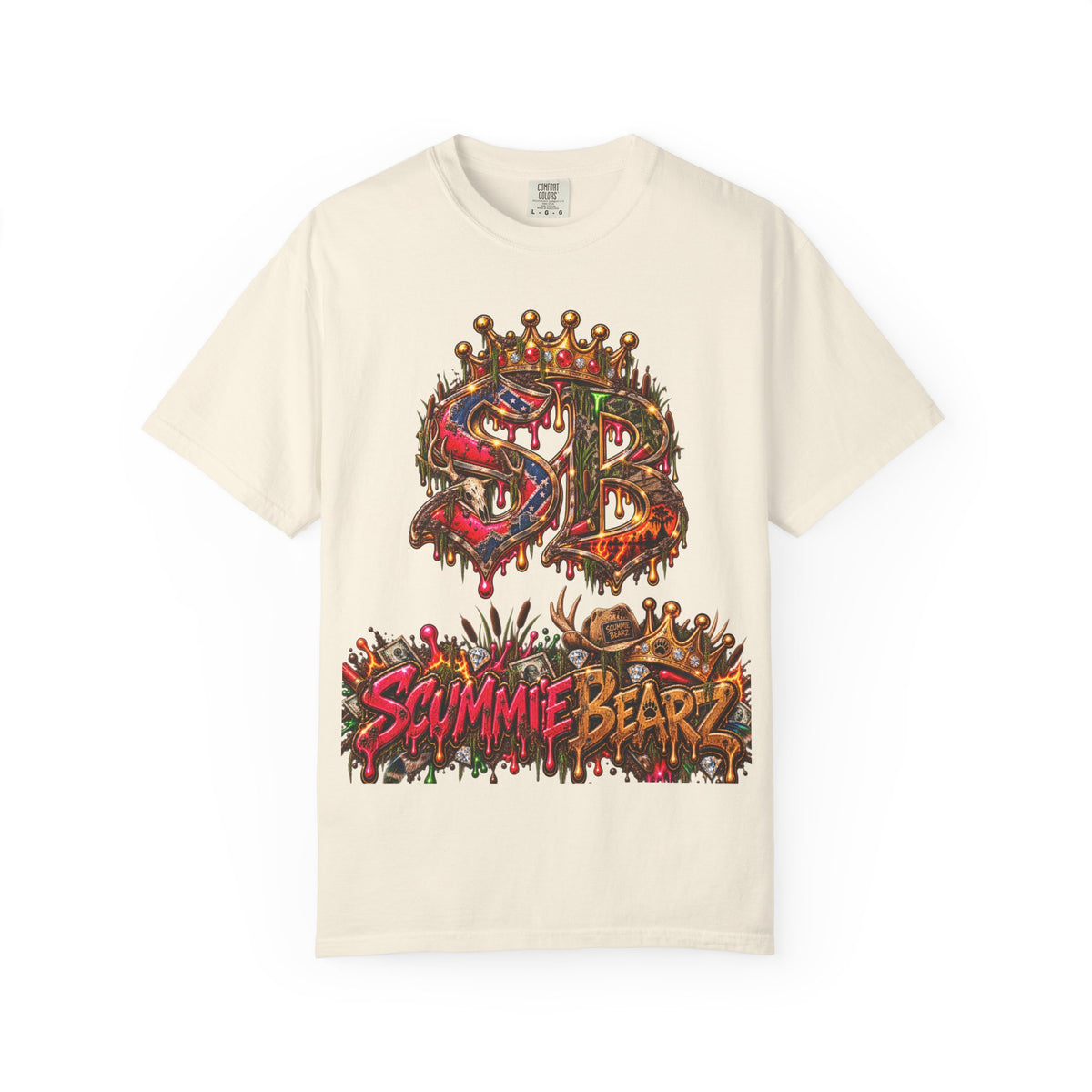 Unisex Garment-Dyed T-shirt-HILLBILLY CROWN SB LOGO HILLBILLY -SCUMMIEBEARZ™