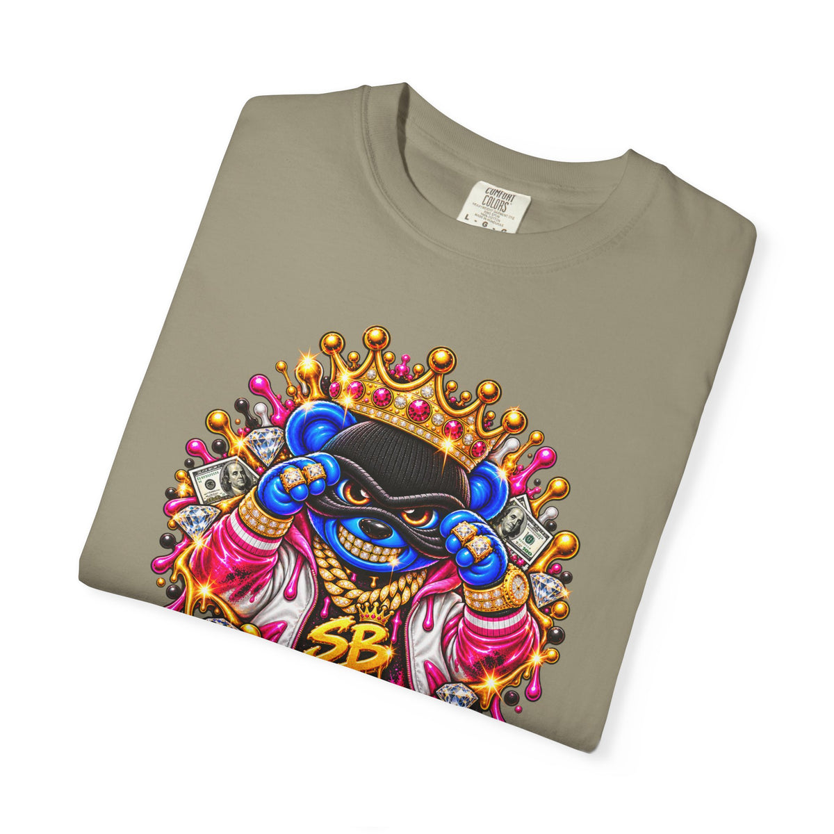 Unisex Garment-Dyed T-shirt-BLUE&PINK CROWN MASK LOGO CHOSEN BY GOD-SCUMMINGBEARZ™