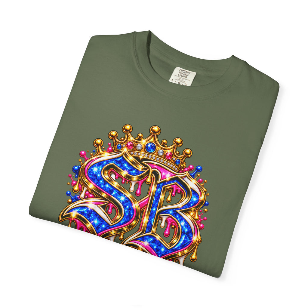 Unisex Garment-Dyed T-shirt-BLUE&PINK CROWN SB LOGO ARMED WITH FAITH-SCUMMIEBEARZ™