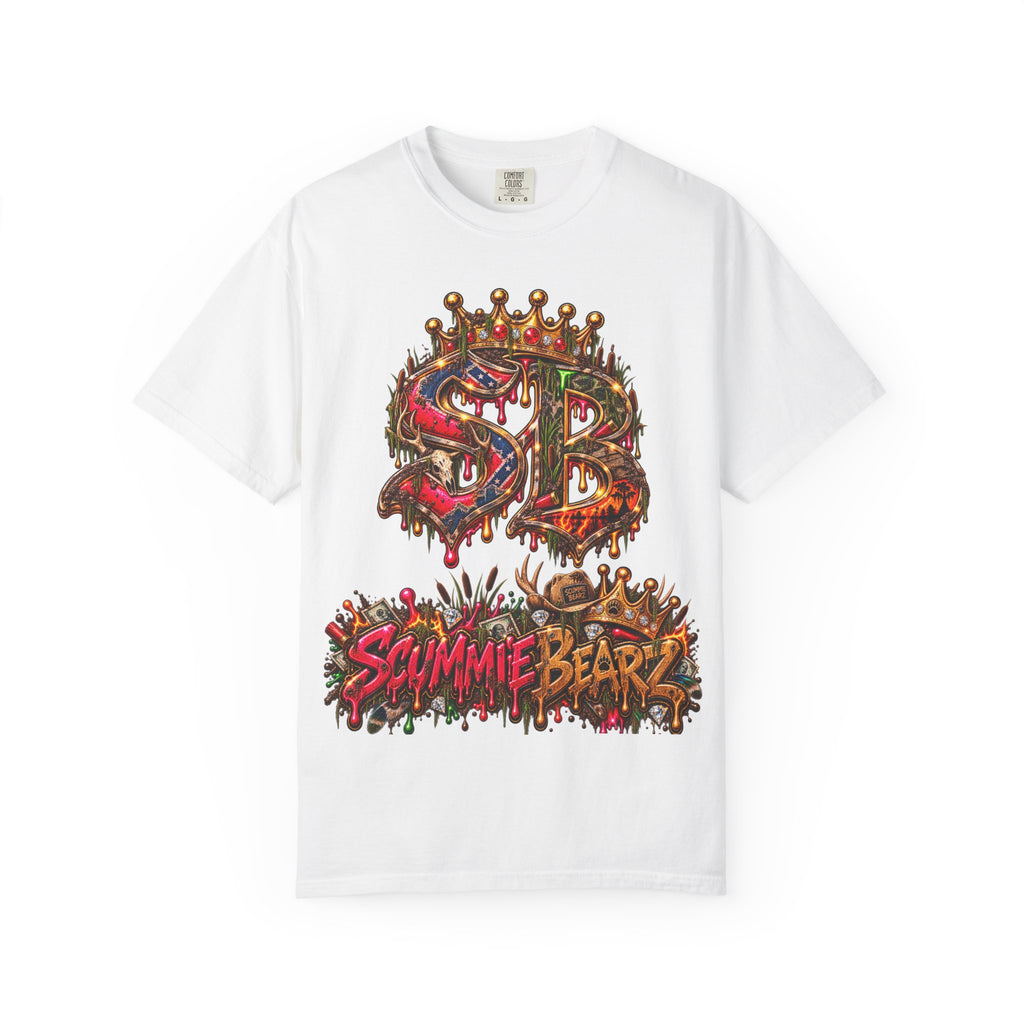 Unisex Garment-Dyed T-shirt-HILLYBILLY CROWN SB LOGO HILLBILLY -SCUMMIEBEARZ™