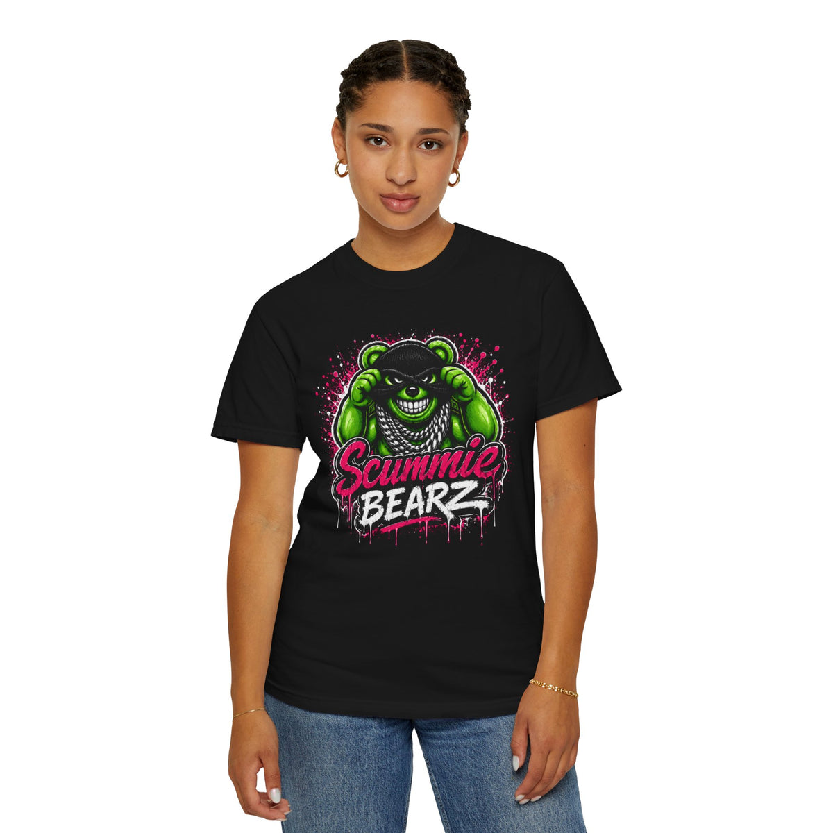 Unisex Garment-Dyed T-shirt-GREEN MASK LOGO&SEXY BUT SAVAGE-SCUMMIEBEARZ™