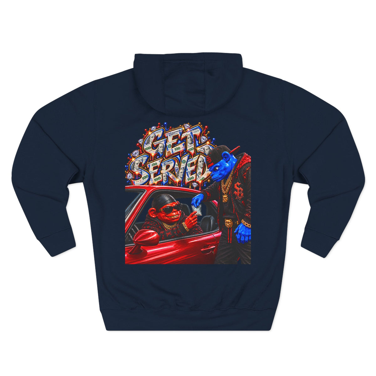 Three-Panel Fleece Hoodie-GET SERVED-SCUMMIEBEARZ™️