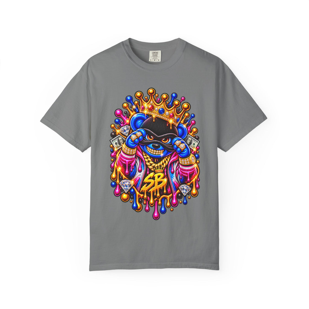 Unisex Garment-Dyed T-shirt-MULTI COLOR CROWN MASK LOGO GLOCK -SCUMMIEBEARZ™