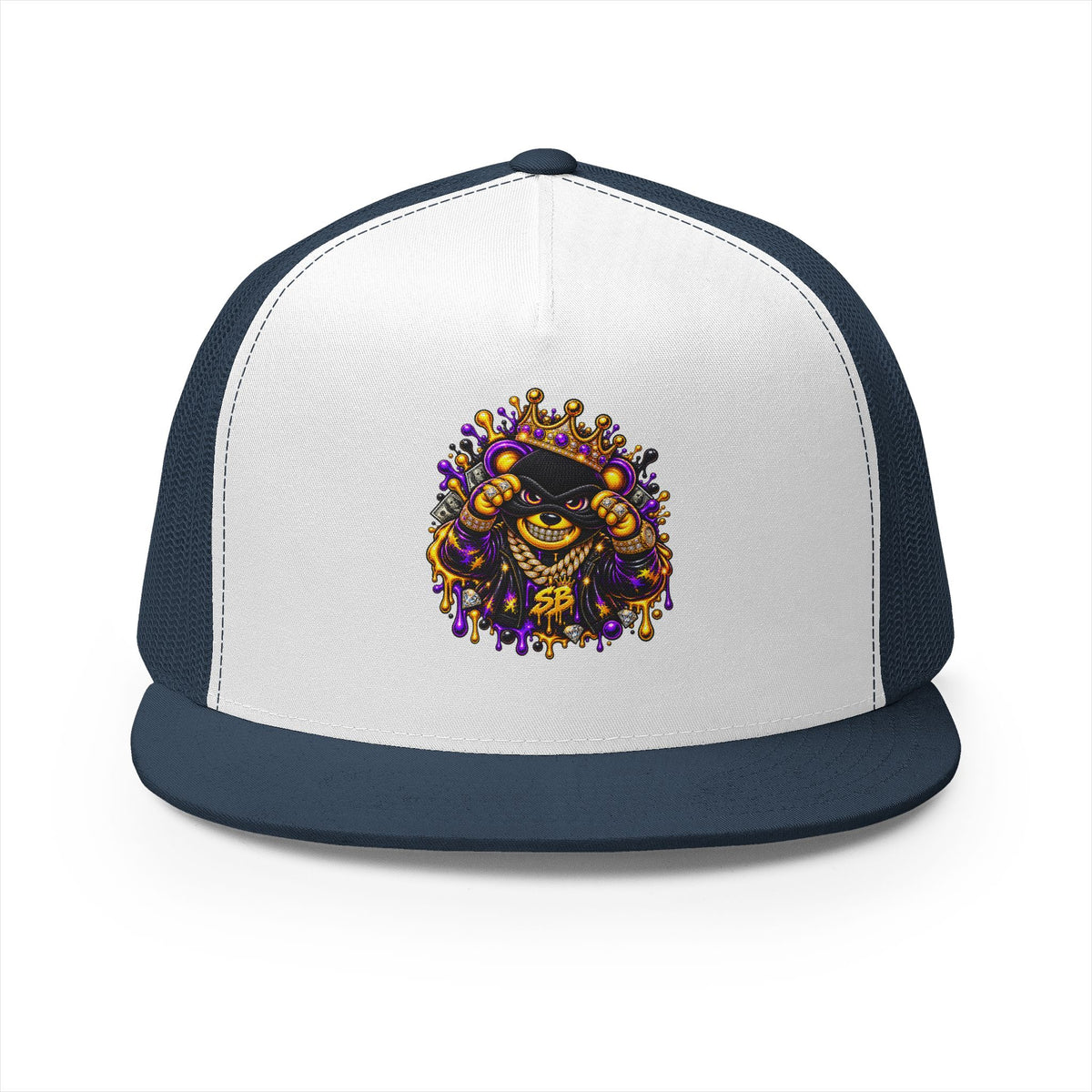 5 Panel Trucker Cap-PURPLE/GOLD SB MASK LOGO-SCUMMIEBEARZ™