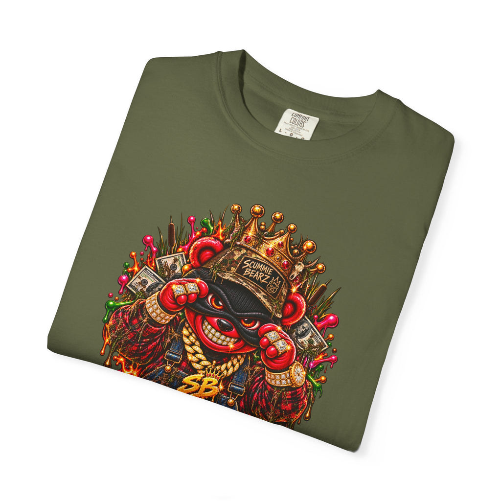 Unisex Garment-Dyed T-shirt--HILLBILLY COUNTY FAIR OUTLAWS/CROWN SB LOGO-SCUMMIEBEARZ™️