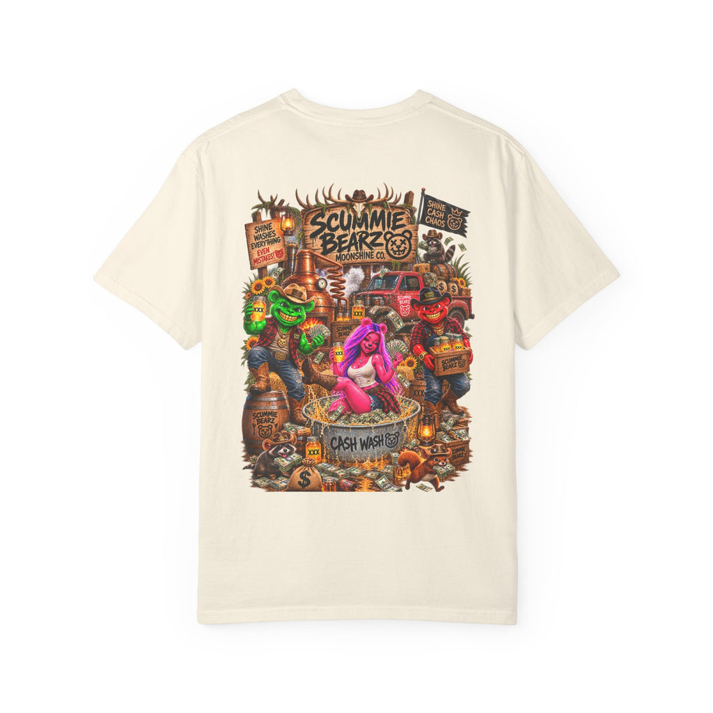 Unisex Garment-Dyed T-shirt-HILBILLYSCUMMIEBEARZ MOONSHINE/CROWN SB LOGO -SCUMMIEBEARZ™