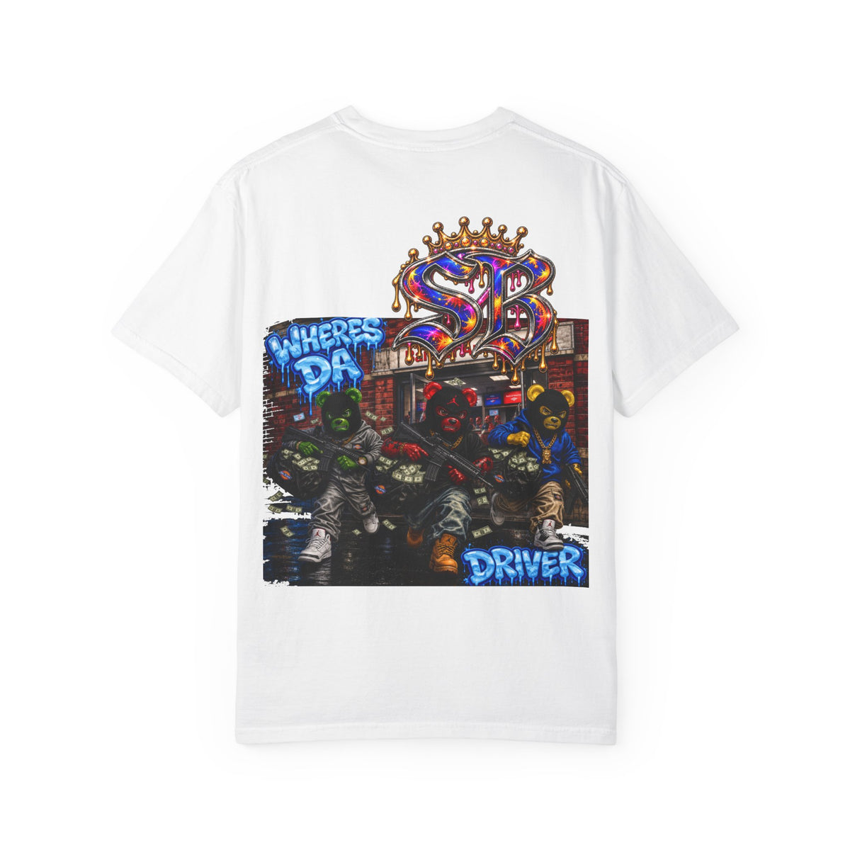 Unisex Garment-Dyed T-shirt-WHERES THE DRIVER -SCUMMIEBEARZ™