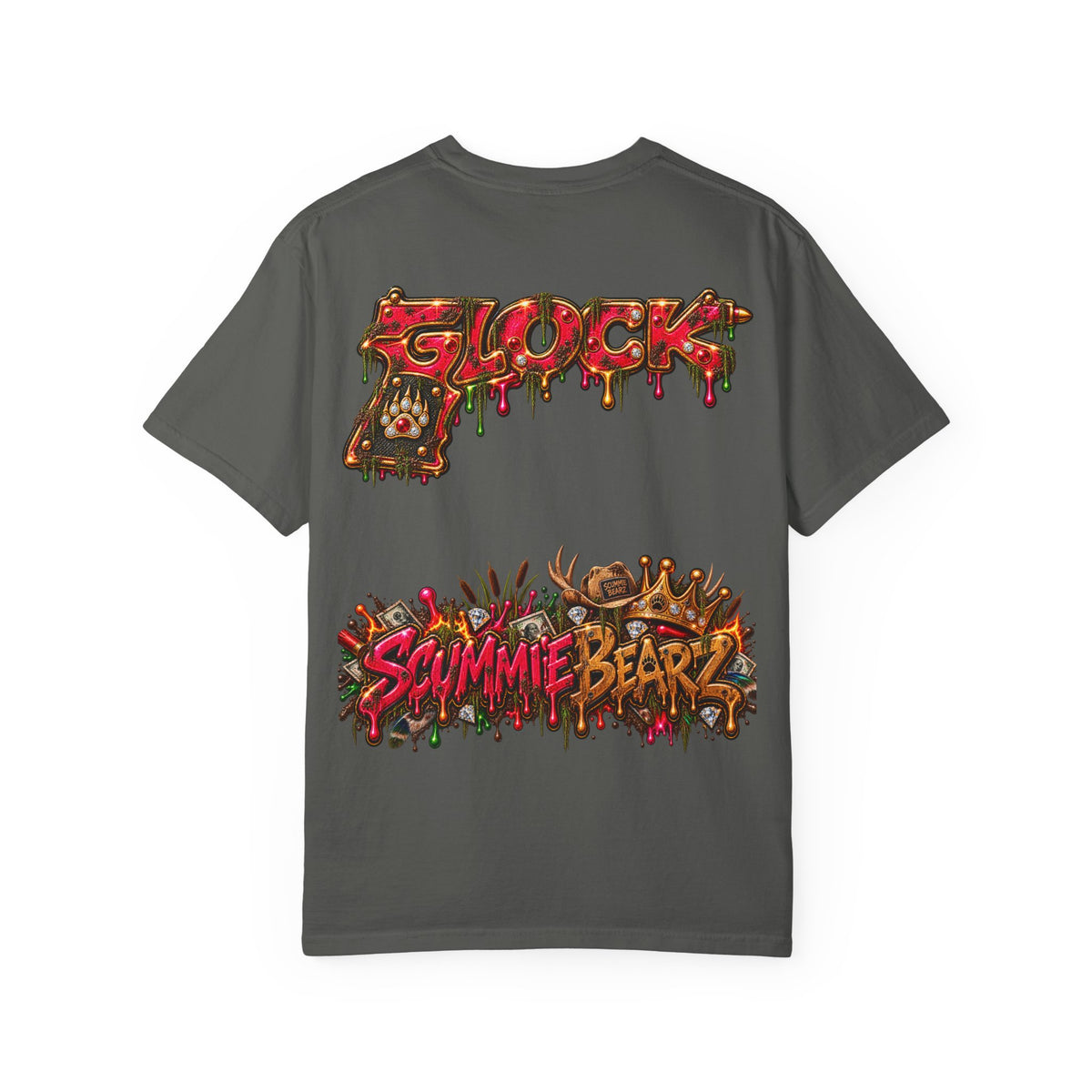 Unisex Garment-Dyed T-SHIRT-HILLBILLY GLOCK/SB CROWN LOGO-SCUMMIEBEARZ™