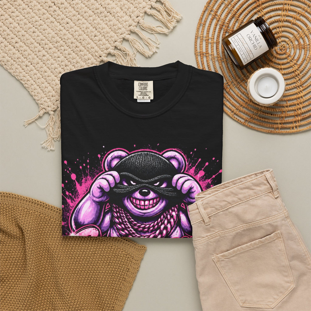 Unisex Garment-Dyed T-shirt SEXY BUT SAVAGE/PURPLE/VIOLET MASK LOGO-SCUMMIEBEARZ™