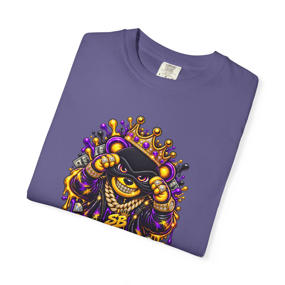 Unisex Garment-Dyed T-shirt-PURPLE&G9D CROWN MASK LOGO TRAP HOUSE MEET-SCUMMINGBEARZ™