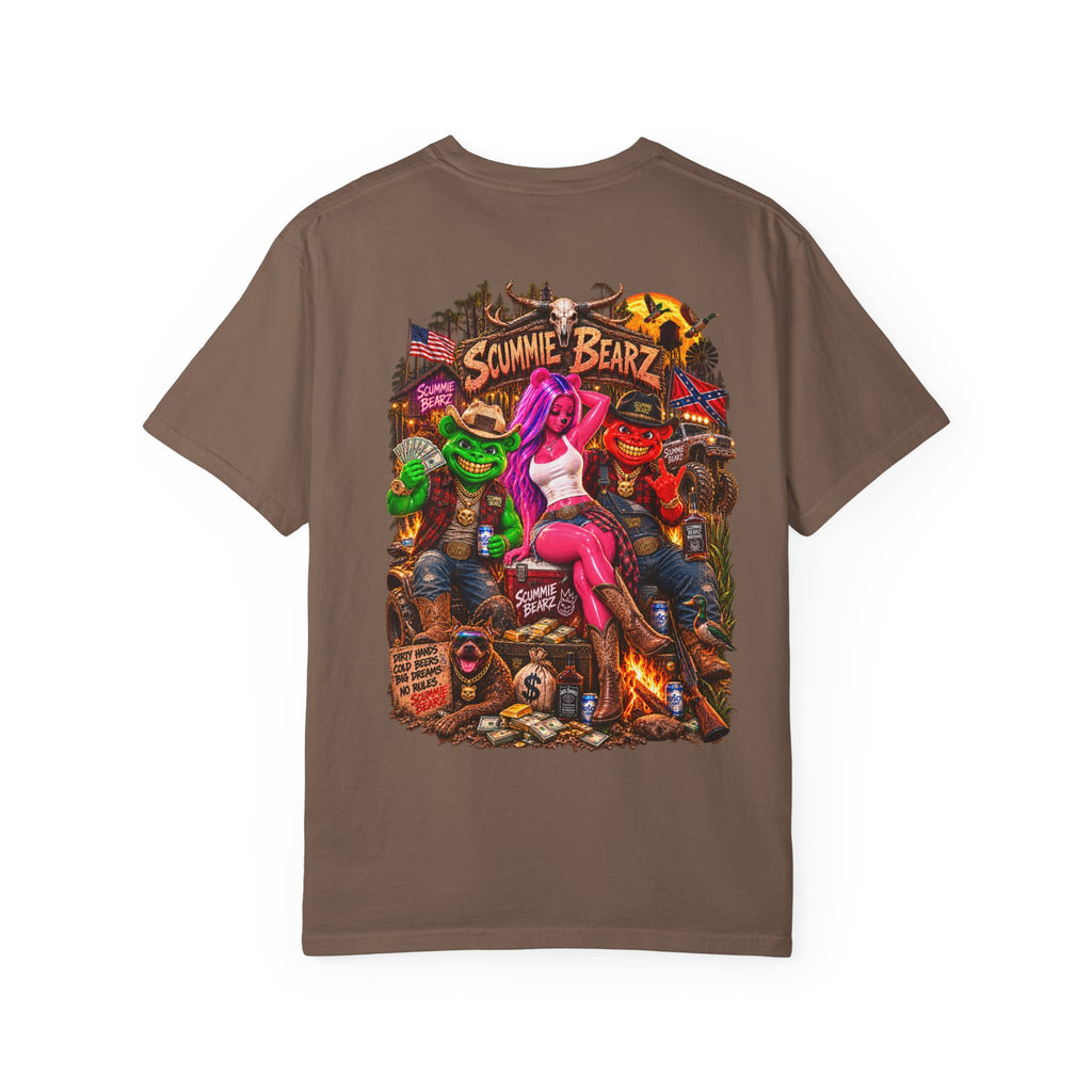 Unisex Garment-Dyed T-shirt-HILLYBILLY CROWN SB LOGO HILLBILLY -SCUMMIEBEARZ™