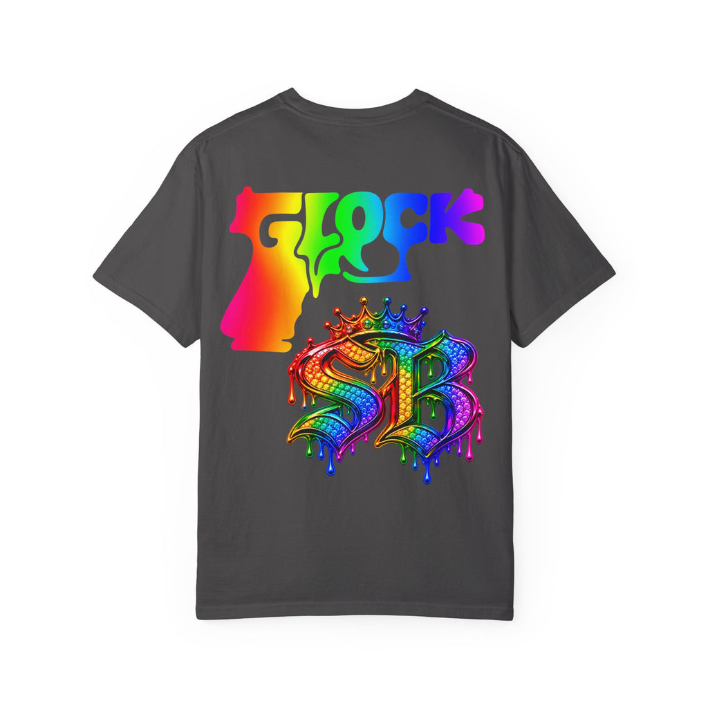 Unisex Garment-Dyed T-shirt-RAINBOW MASK LOGO GLOCK SB CROWN LOGO-SCUMMIEBEARZ™