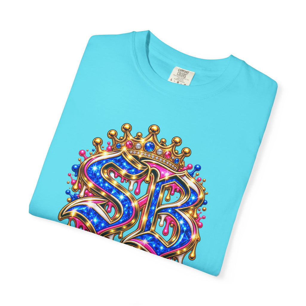 Unisex Garment-Dyed T-shirt-BLUE&PINK CROWN SB LOGO ARMED WITH FAITH-SCUMMIEBEARZ™
