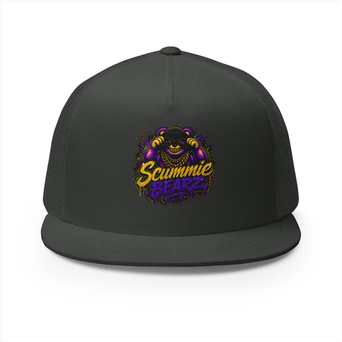 5 Panel Trucker Cap-GOLD/PURPLE MASK LOGO-SCUMMIEBEARZ™