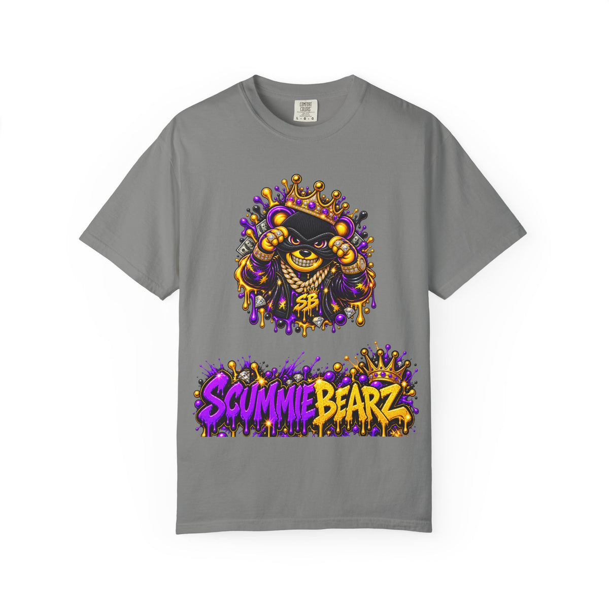 Unisex Garment-Dyed T-shirt-PURPLE&G9D CROWN MASK LOGO TRAP HOUSE MEET-SCUMMINGBEARZ™