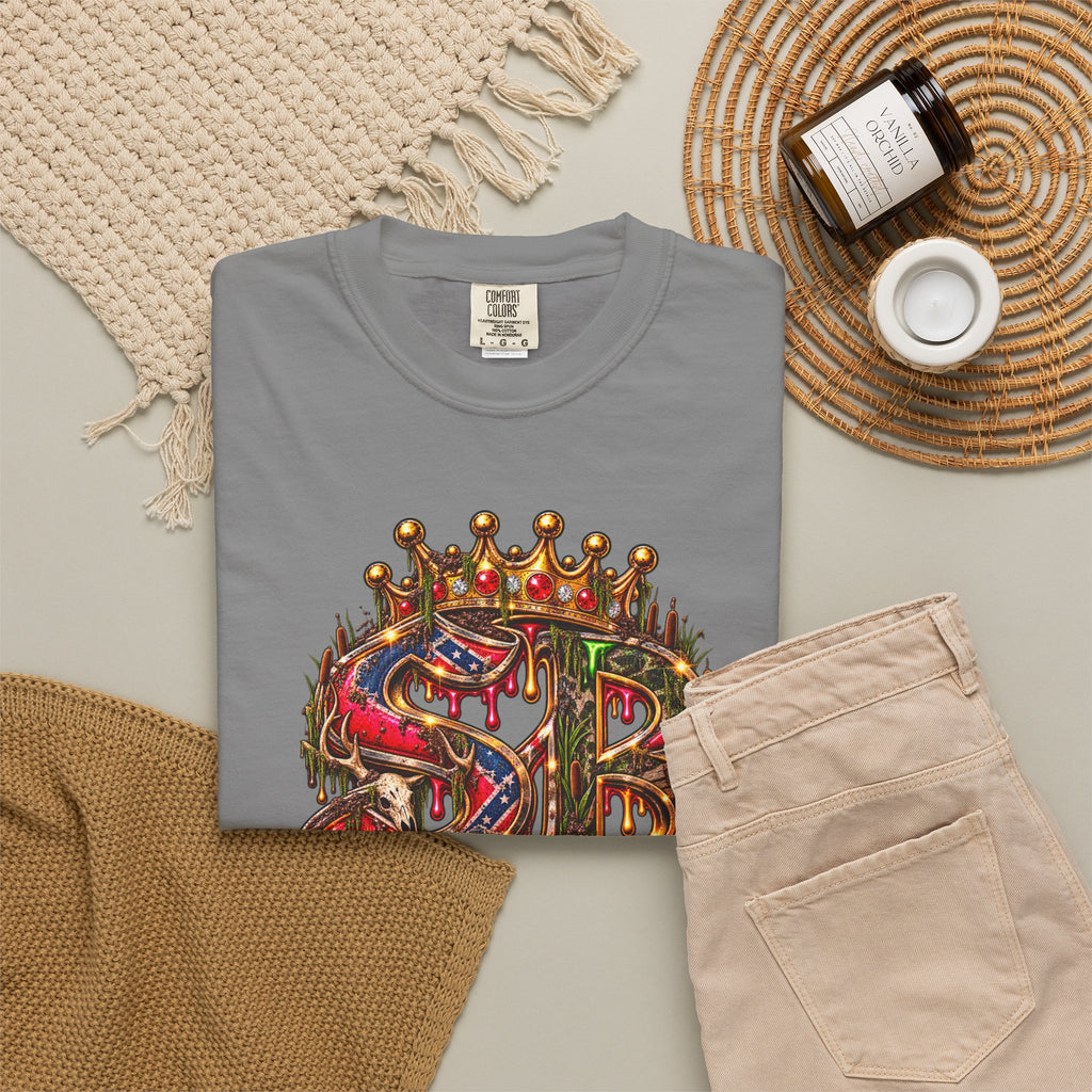 Unisex Garment-Dyed T-shirt-HILLBILLY CROWN SB LOGO HILLBILLY -SCUMMIEBEARZ™